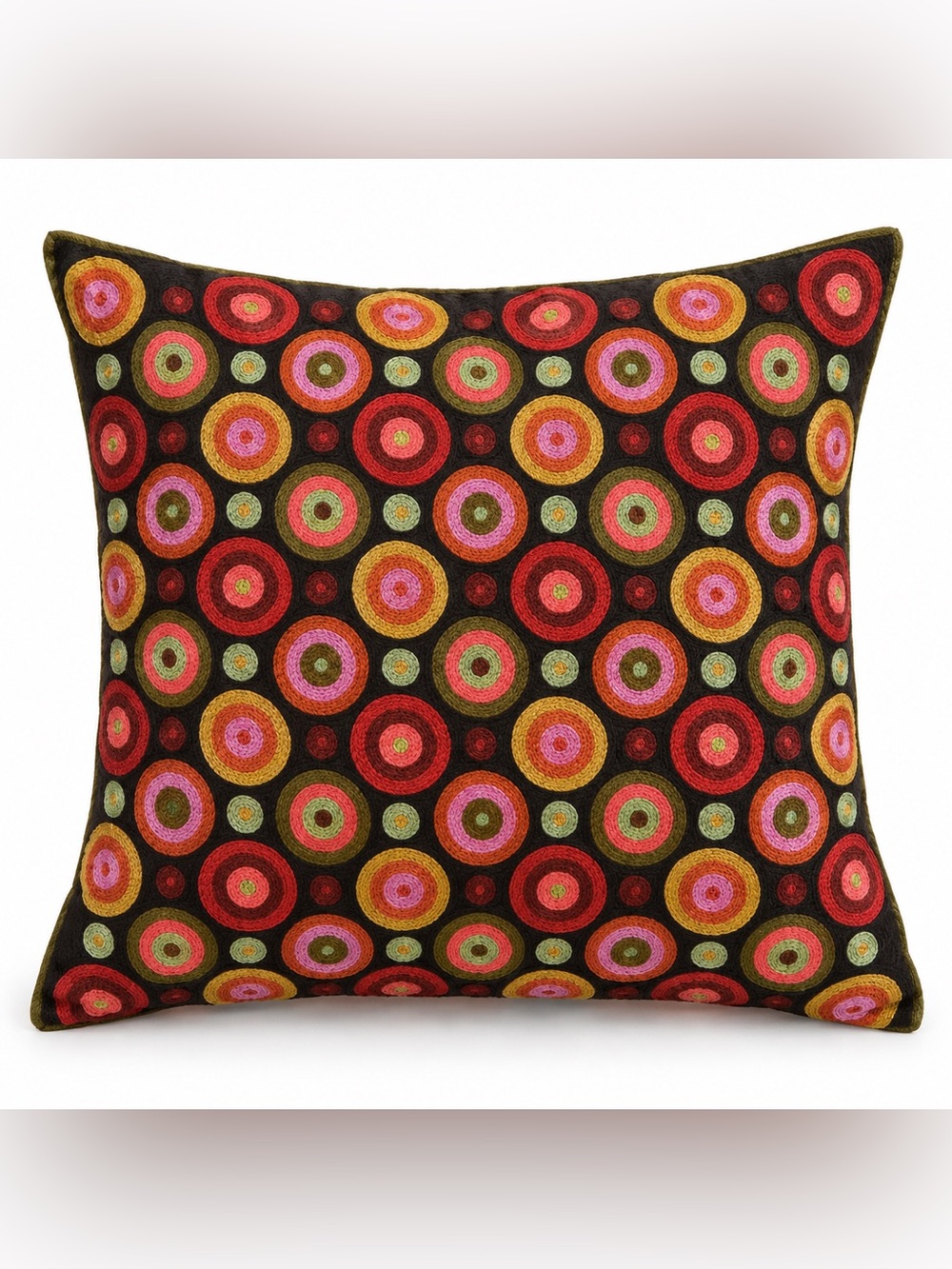 Crate & Barrel Rani Circle Stitch Pillow Cover 20” Multicolor
